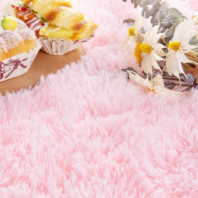 Noahas Fluffy Pink Rugs for Bedroom Girls, Shag Hallway Runner Rug, Small Soft - Image 5