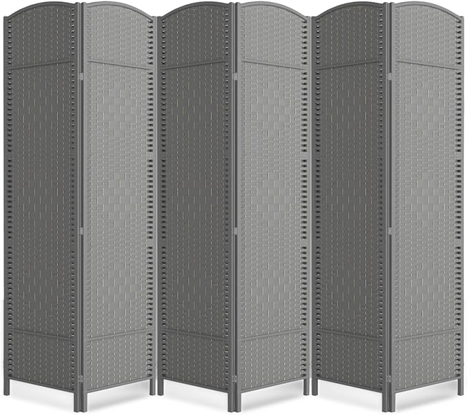 Folding Room Divider, Weave Fiber Privacy Screen, Extra Wide Room Screen by cocosica