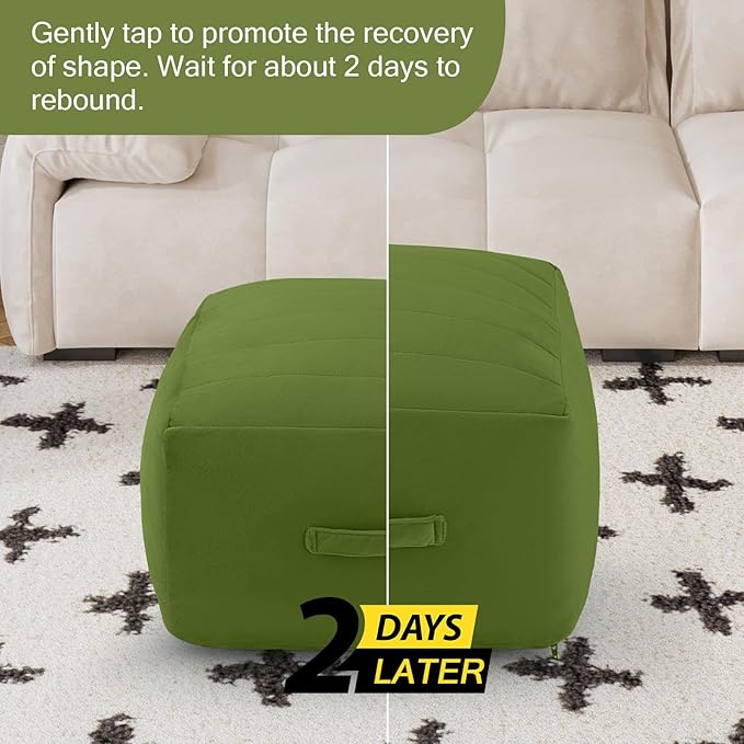 MeMoreCool Square Pouf Ottoman – Stuffed Foam Footrest - Image 7
