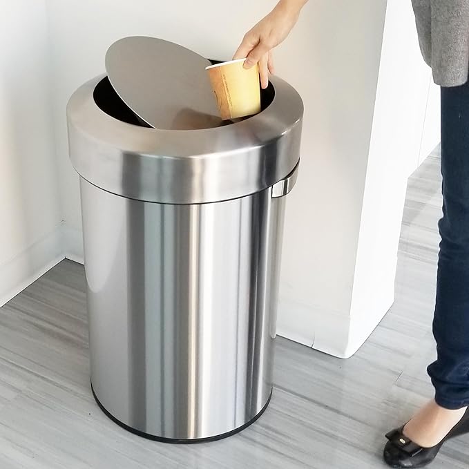 iTouchless Titan 17 Gallon Swing Open Trash Can, Stainless Steel Self-Balance - Image 2