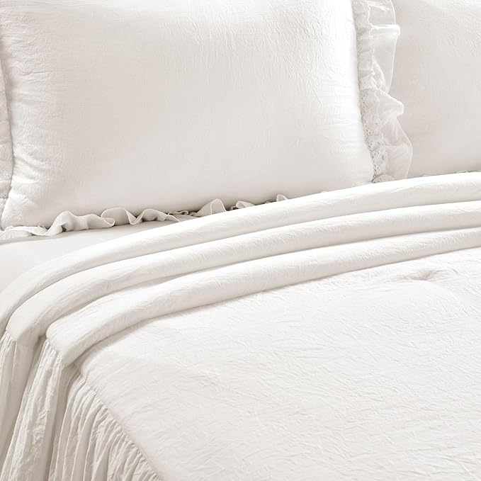 Lush Decor Ella Ruffle Lace Bedspread, 3 Piece Set, Neutral - Image 5