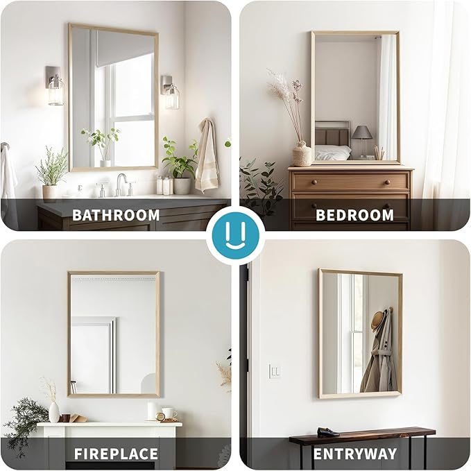 Oak Wood Effect Framed Wall Mirror, 30x48 Rectangle Mirror, Anti-desilvering - Image 8