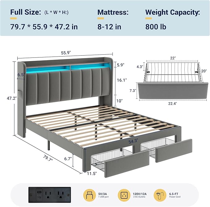 Allewie Velvet Vertical Tufted Full Size Upholstered Platform Bed Frame - Image 2