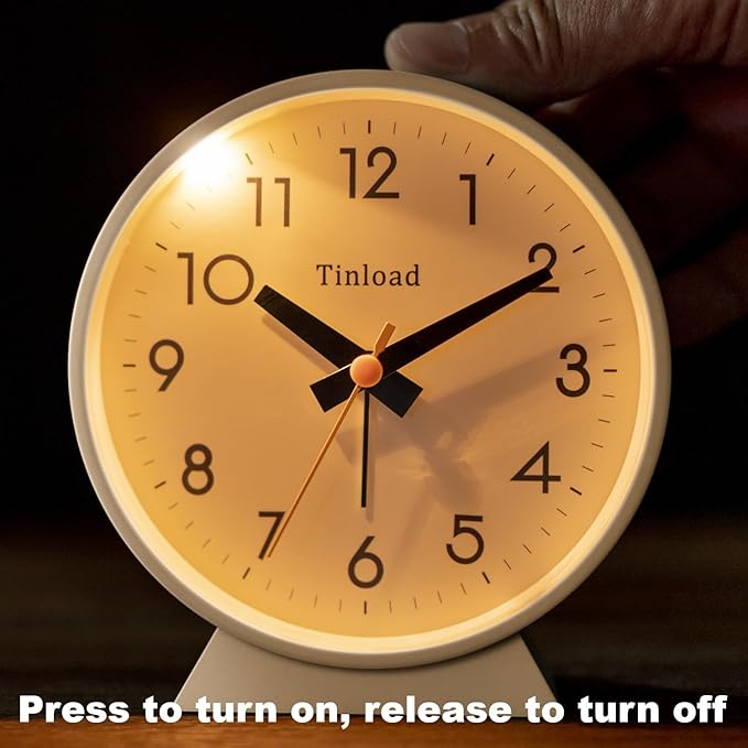 4.5" Battery Operated Antique Retro Analog Alarm Clock, Small Silent Bedside - Image 5