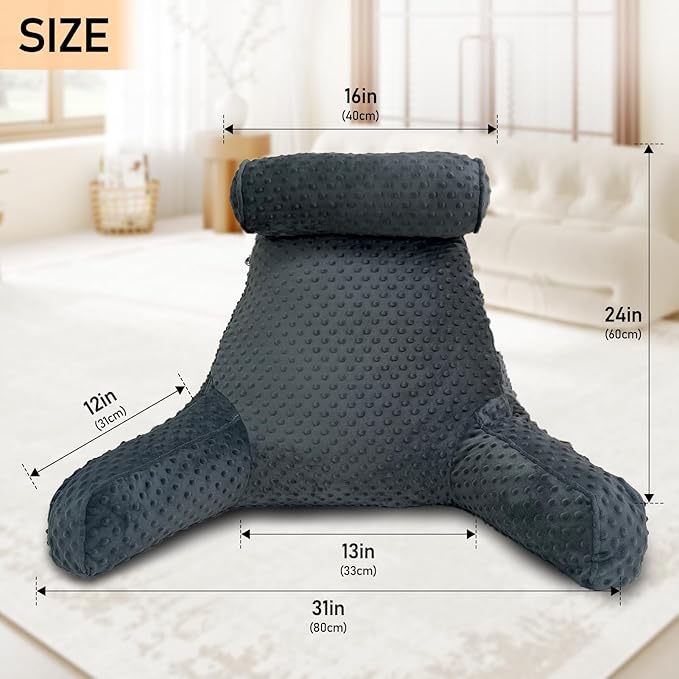 Reading Pillow for Sitting in Bed, Extra Large Backrest Support Cushion - Image 6