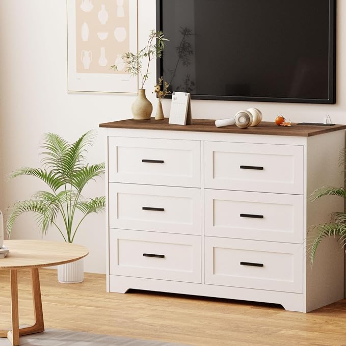 GEPELCN Farmhouse Dresser for Bedroom 6 Drawers Dresser - Image 8