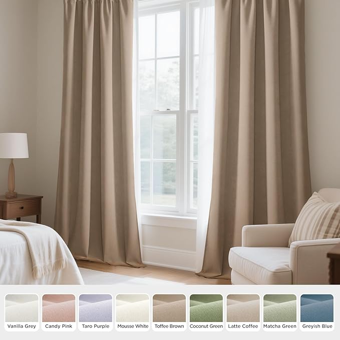 Joydeco Toffee Brown Velvet Curtains 72 Inches 2 Panels, Luxury Thermal - Image 7