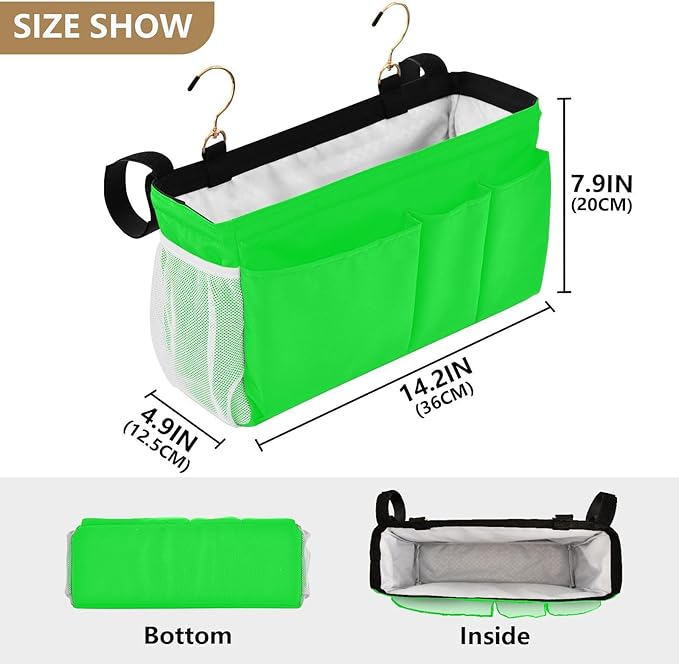 KOPIRIT Neon Cyan Bedside Caddy Storage Bag Bedside Organizer - Image 4