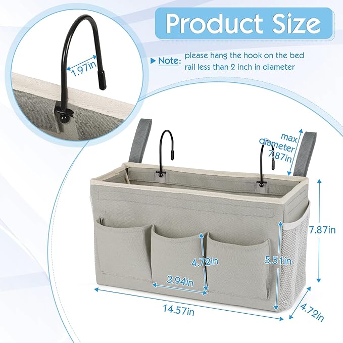 Ozzptuu Bedside Storage Caddy/Bedside Hanging Storage Bag - Image 2