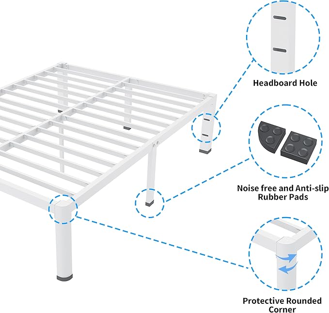 ROIL 18 Inch White Full Size Bed Frame - Image 5