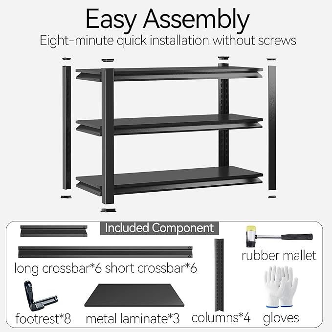 Storage Shelves, Garage Metal Shelving Unit, Adjustable, Double-Layer Column - Image 8