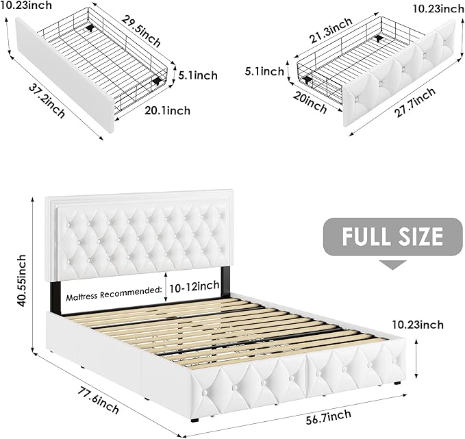 Keyluv Full Upholstered LED Bed Frame - Image 2