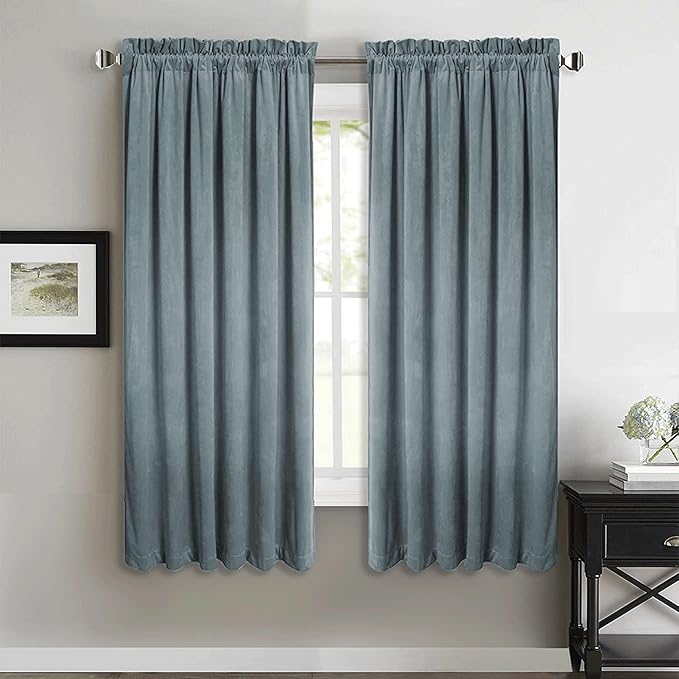 StangH Stone Blue Velvet Curtains by StangH
