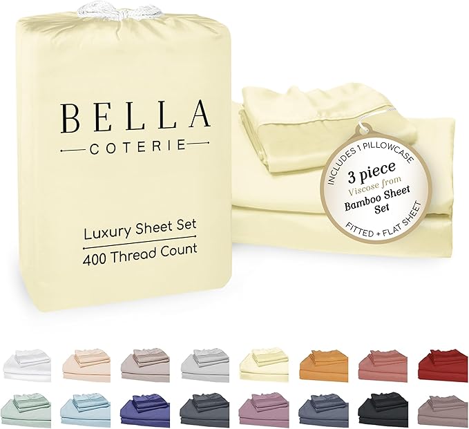 Bella Coterie Luxury Bamboo Viscose Twin Size Sheet Set | 100% Organically by BC