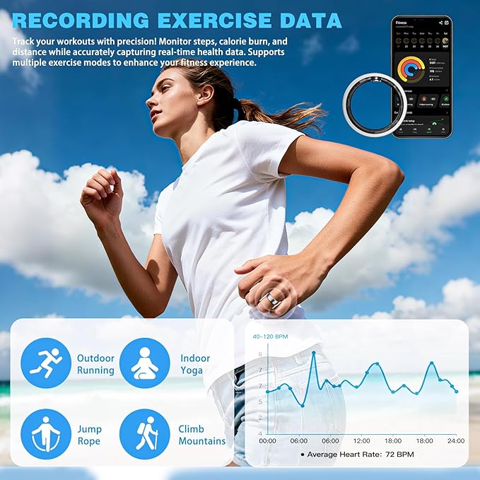 S SECRETTOP Smart Ring for Women Men, Health Fitness Tracker Ring, Sleep - Image 4