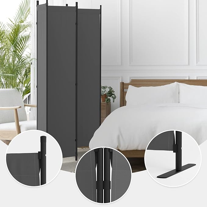 Room Divider, 4 Panel Folding Privacy Screen, 88” Portable Separating - Image 2