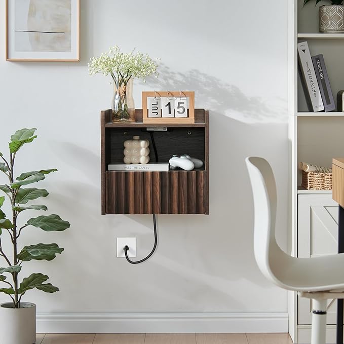 Modern Fluted Floating Nightstand Wall Mounted - Image 8