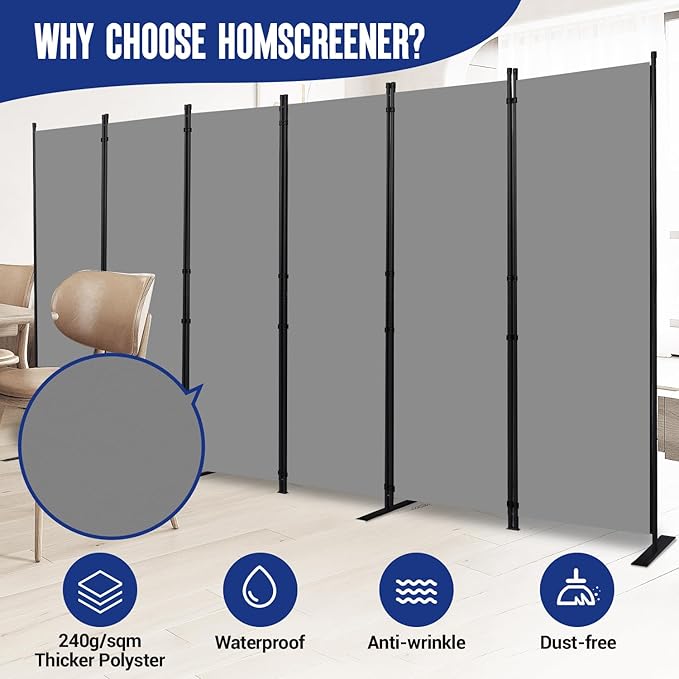 Room Divider and Folding Privacy Screens 6 Panel, 11 Ft Wide Room Partitions - Image 3