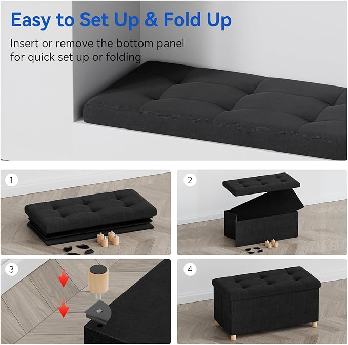 BRIAN & DANY 30 Inches Folding Storage Ottoman Bench, Ottoman - Image 5