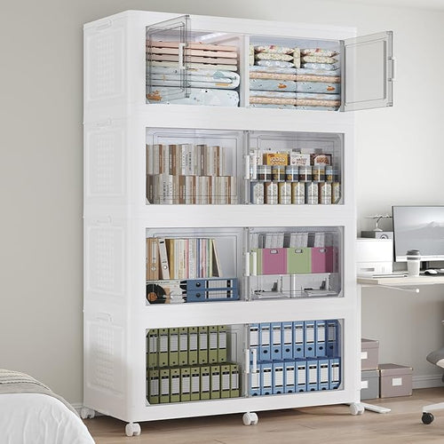 200GAL Storage Bins with Lid and Wheels, Stackable Closet Organizers and by Fangtueh