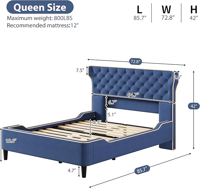 Christopher Knight Home Salus Linen Upholstered Queen Size Bed Frame - Image 2