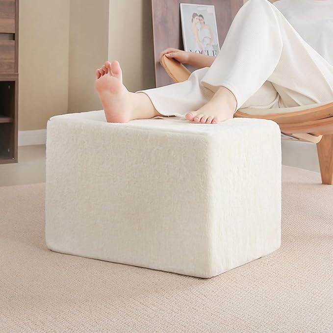 Tiita Square Stuffed Pouf Ottoman, Plush Poufs by TiitaHome