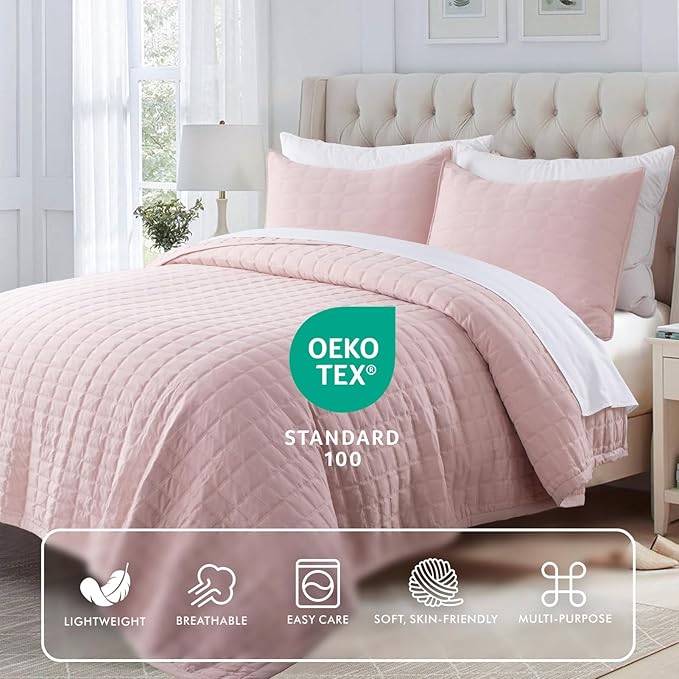 KASENTEX Oversized Queen Quilt Set 102"x106" – Soft Washed 3-Layer Lightweight - Image 2