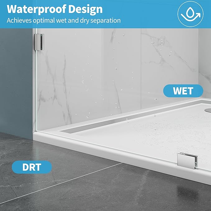 Shower Glass Panel, Frameless Walk in Shower Door - Image 5