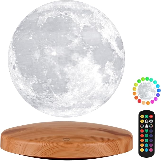 Levitating Moon Lamp Galaxy Lamp 6 inch 18 Colors LED 3D Moon Light, Remote & by GROPINFLY