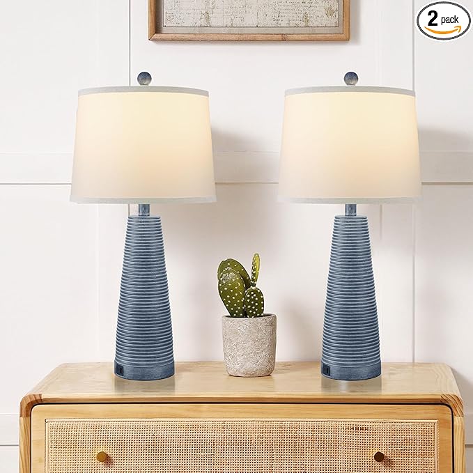 Terpsichore Nightstand Lamp Bedside Lamps Set of 2 Vintage Rustic Farmhouse by Terpsichore