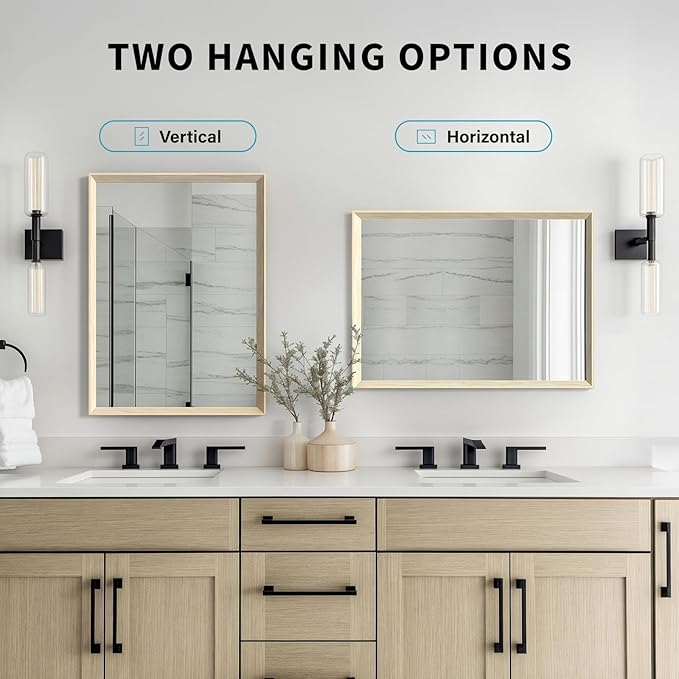 Oak Wood Effect Framed Wall Mirror, 30x36 Rectangle Mirror, 1/8" - Image 7