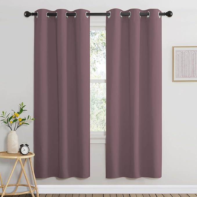 NICETOWN Dry Rose Bedroom Curtains 72 inches Long, Grommet Blackout Thermal by NICETOWN