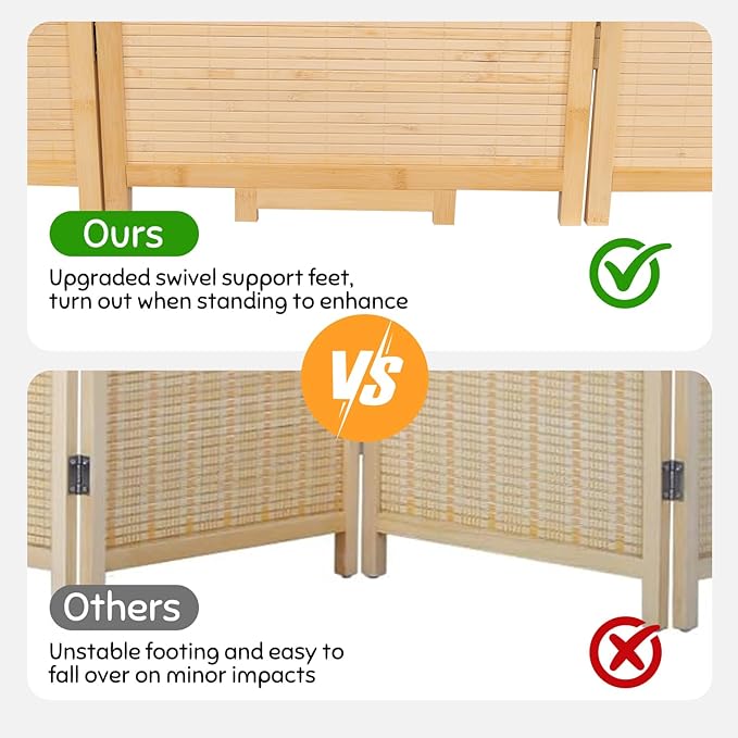 Bamboo Room Divider Folding Privacy Screens, Wall Divider - Image 6