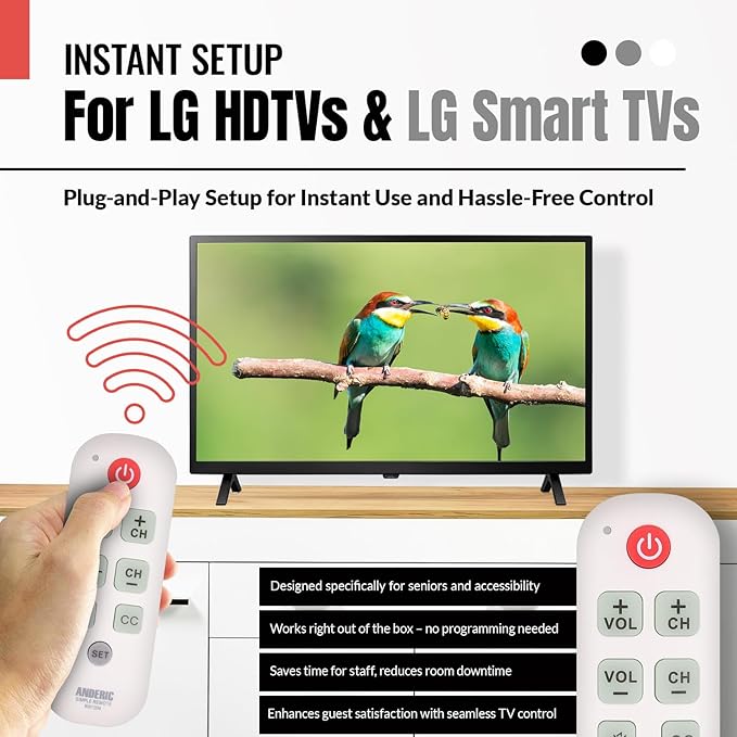 Anderic Easy Big Button Universal TV Remote Control. Easy to Use, Glow Keys - Image 3