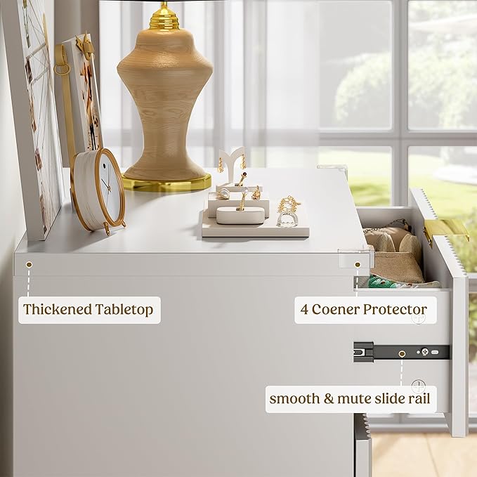 Lulive White Dresser for Bedroom Wood Tall Dressers Drawers, Fluted Modern - Image 5