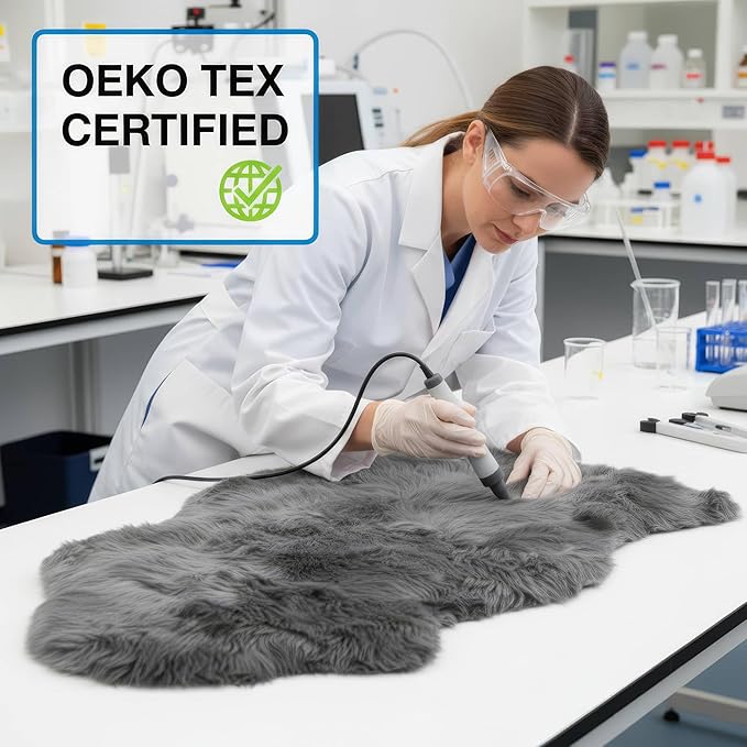 Super Area Rugs Dark Gray Sheepskin Rug - Image 8