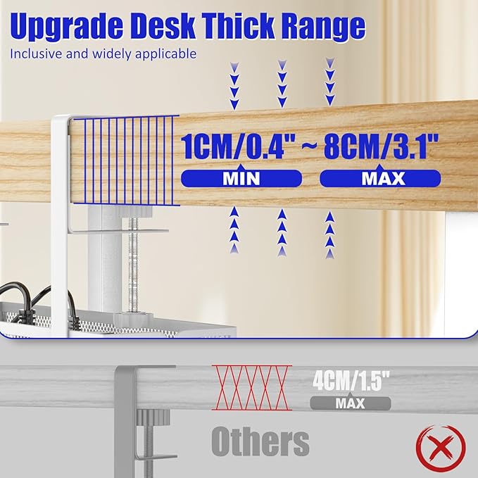 Under Desk Cable Management Tray, Metal Long Arms, No Drill Mesh Wire - Image 6