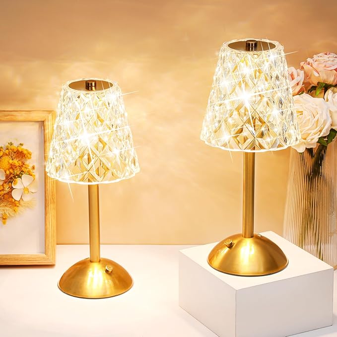 Liliful 1 Pcs Cordless Table Lamp Rechargeable Touch LED Small Gold Portable by Liliful