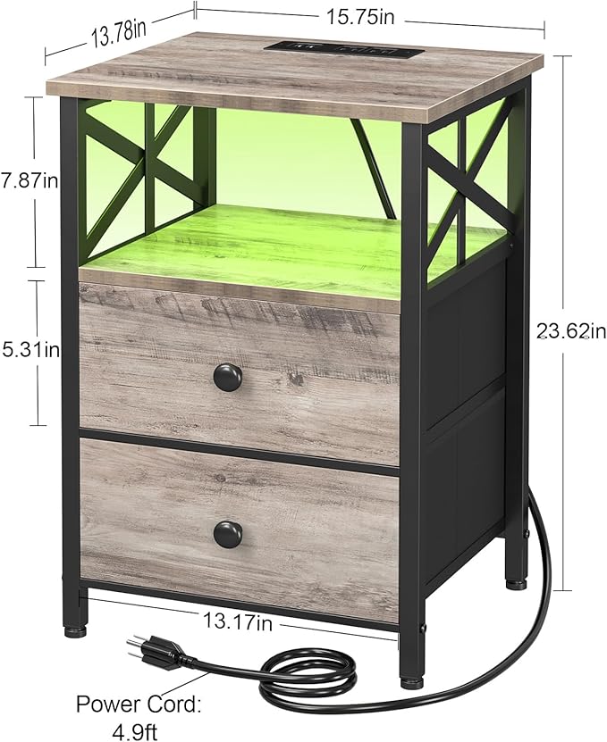 AMHANCIBLE Night Stand Set 2, LED Nightstand - Image 3