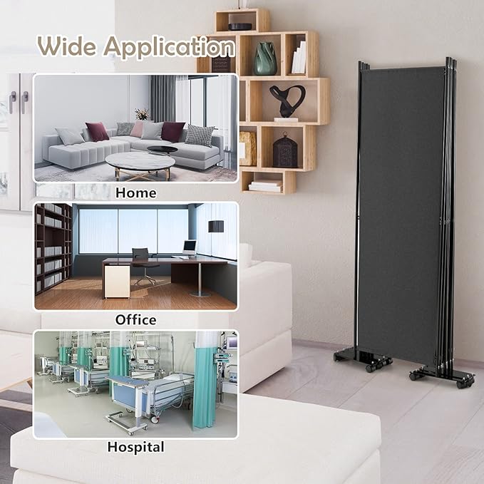 GOFLAME 6 Panel Folding Room Divider, 6FT Rolling Privacy Screen - Image 8
