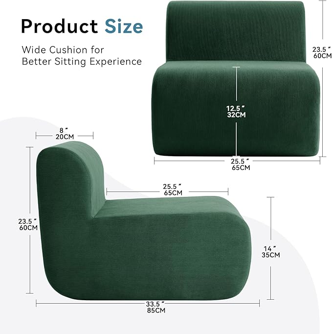 Single Boneless Chairs, Fireside Beanbag Chair Upholstered Cloud Sofa Chair - Image 2
