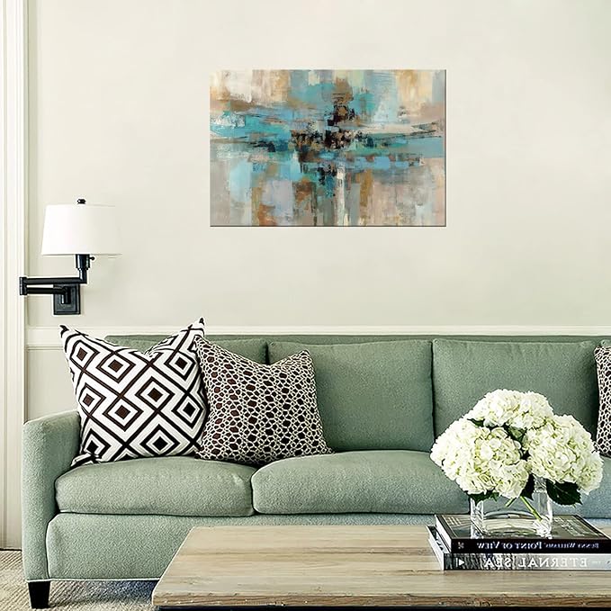 DZL Art A74769 Canvas Prints Abstract Wall Art Print Paintings Blue and Brown - Image 6