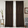 StangH 90 inch Length Brown Curtains Light Blocking Velvet Window Drapes by StangH