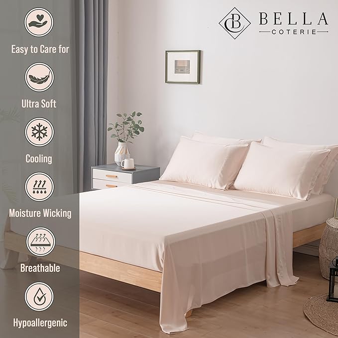 Bella Coterie 6 Piece Luxury Bamboo Viscose King Size Sheet Set | 100% - Image 2