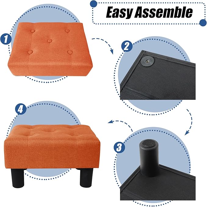 BRIAN & DANY Small Foot Stool, Linen Foot Stools - Image 5