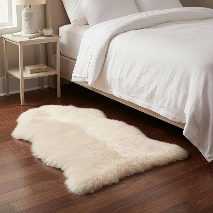 Premium Cream/Champagne Sheepskin Rug by SuperAreaRugs