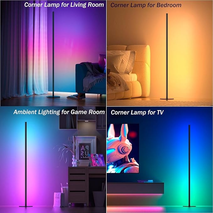 Corner Floor Lamp 2 Pack, Music Sync 16 Million Colors, Warm White Ambient - Image 3