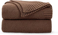 CozeCube Brown Throw Blanket for Couch, Soft Cozy Cable Knit Throw for Bed Sofa by CozeCube