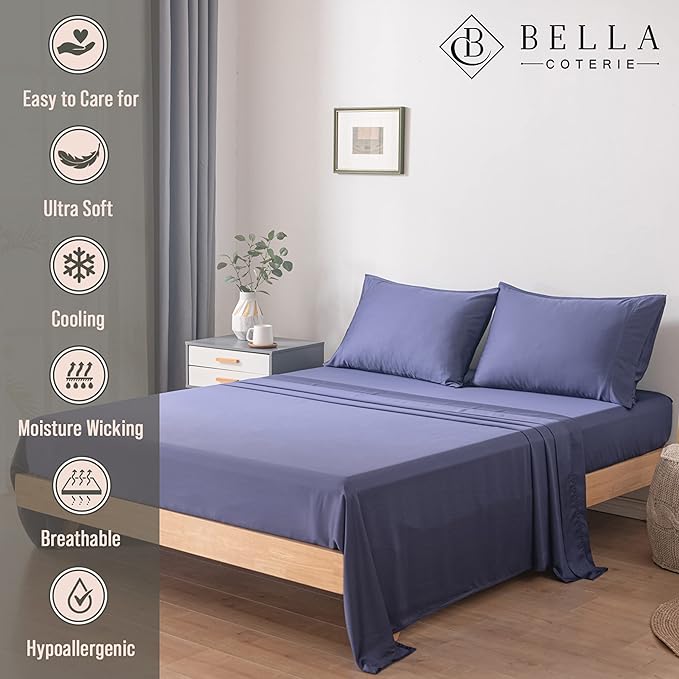Bella Coterie Luxury Bamboo Viscose King Size Sheet Set | 100% Organically - Image 2