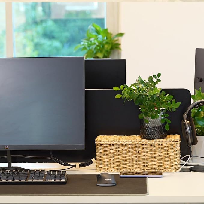 BROWNLILY Cable Management Box, Rattan Style Cord Organizer - Image 5